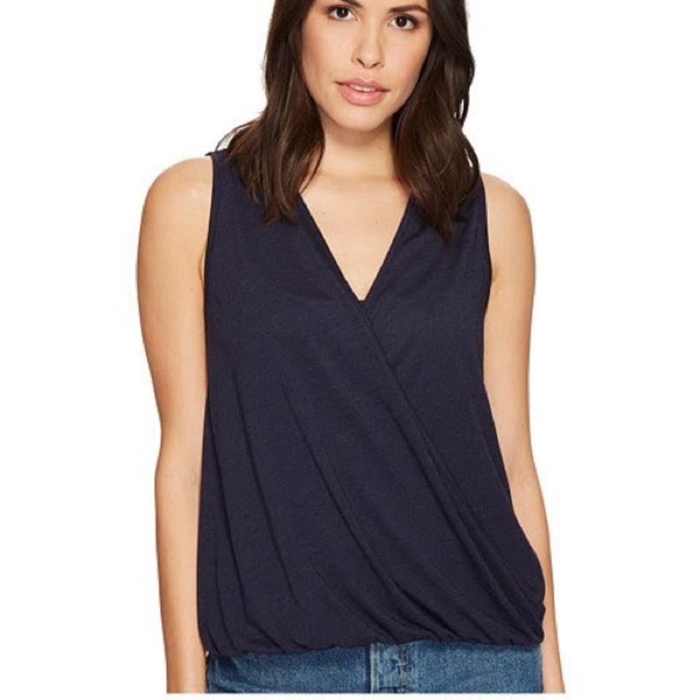 Three Dot Black Sleeveless Wrap Top